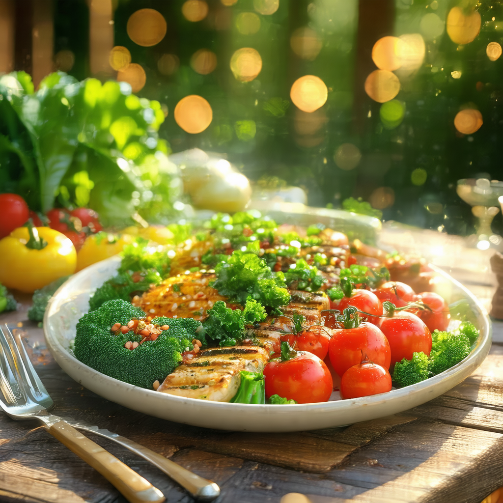 Dining table with a large plate filled with a variety of ...