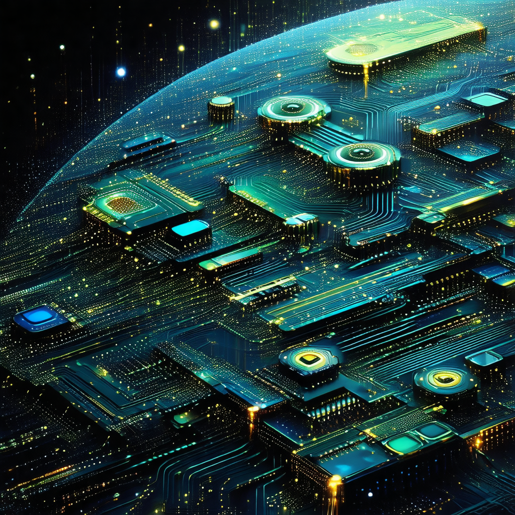 Futuristic, computer-generated artwork of a cityscape