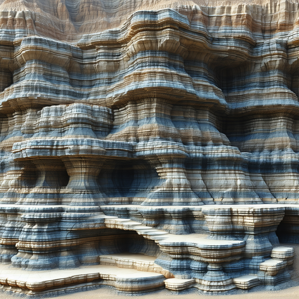 Large, intricate rock formation with a variety of shapes ...