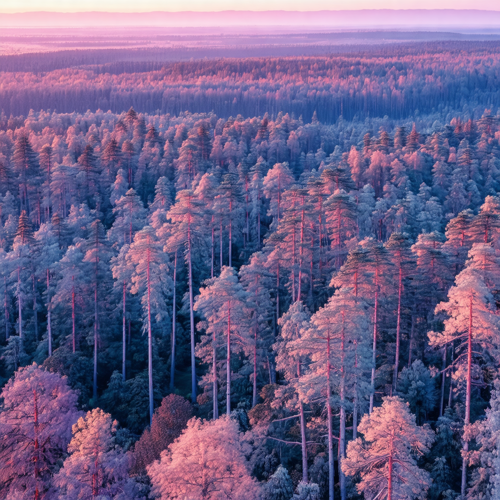 Beautiful forest filled with tall, slender trees