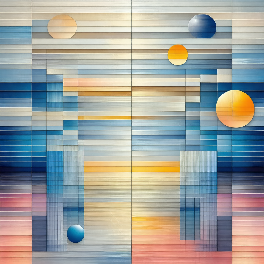 Colorful painting featuring a series of circles and a sun