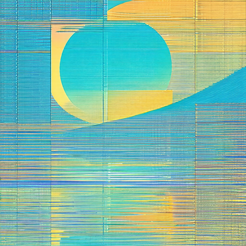 Large, colorful circle with a yellow background