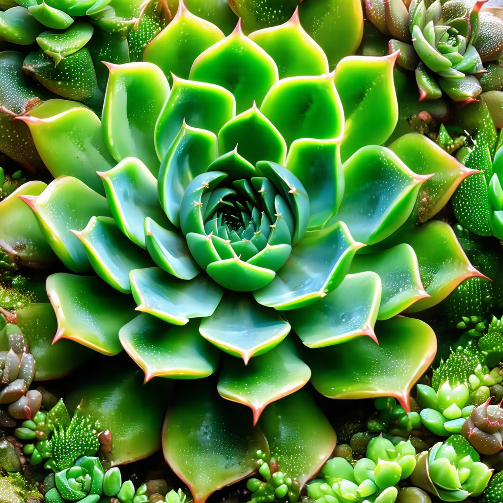 Large, colorful cactus plant with a variety of green leaves