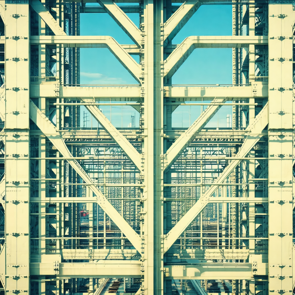 Large metal structure, possibly a bridge or a building, w...