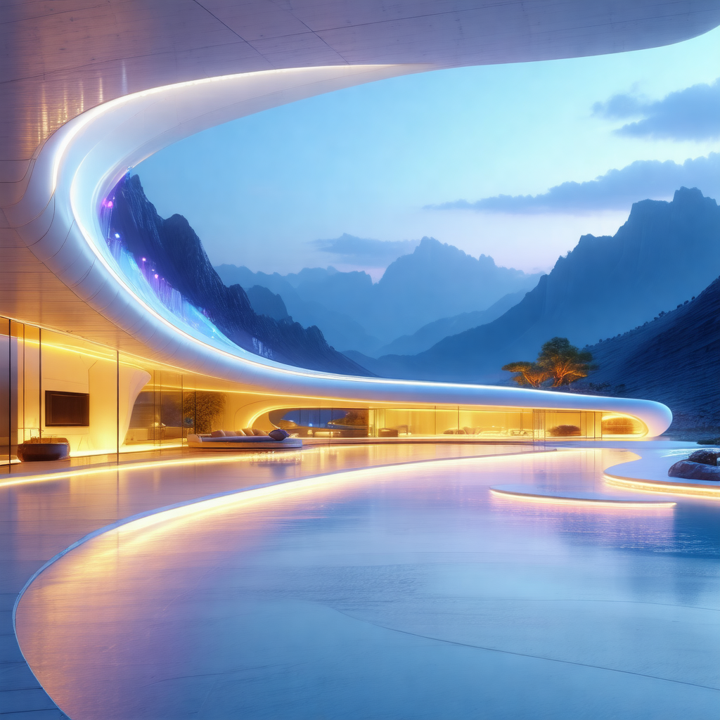 Large, modern building with a curved design, situated nex...