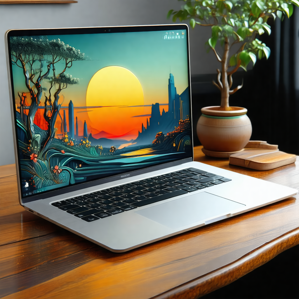 Laptop computer sitting on a wooden desk