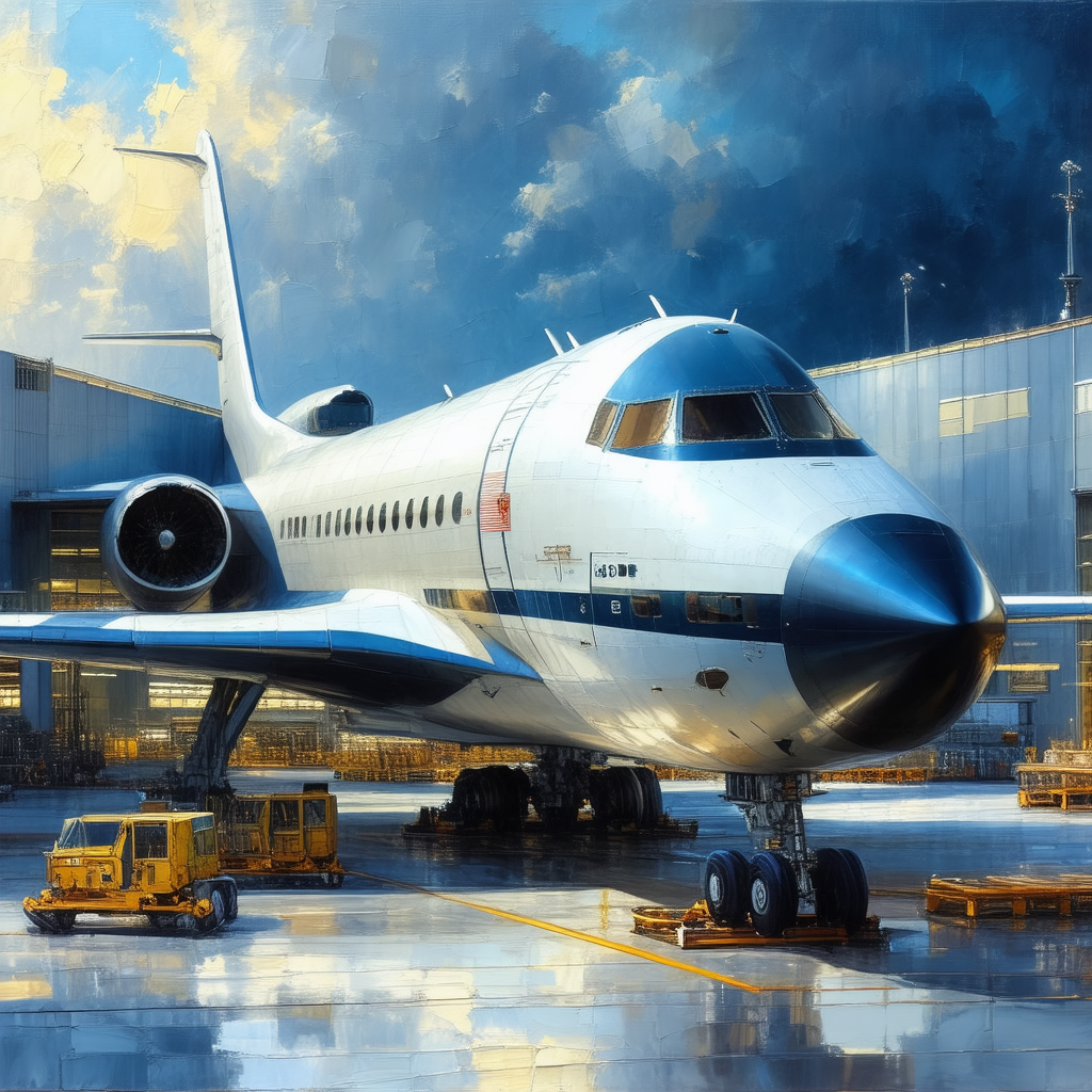 Large white airplane parked on a runway