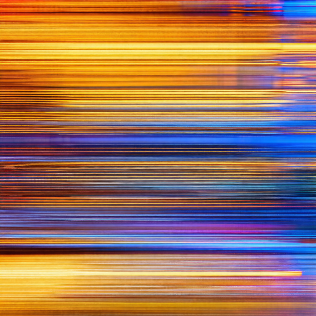 Colorful, blurry photo of a yellow and blue striped object