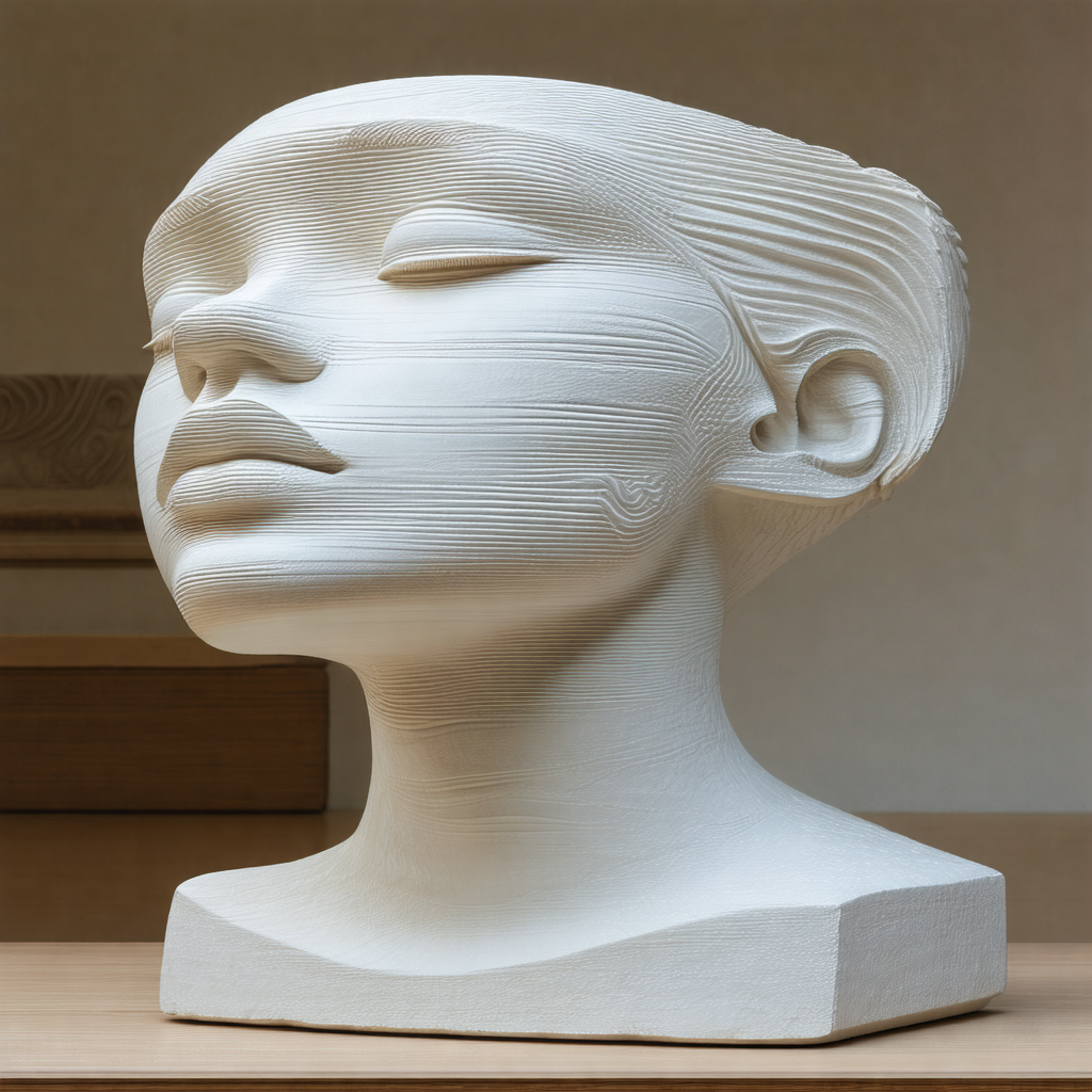 White bust of a woman, possibly a sculpture or a statue