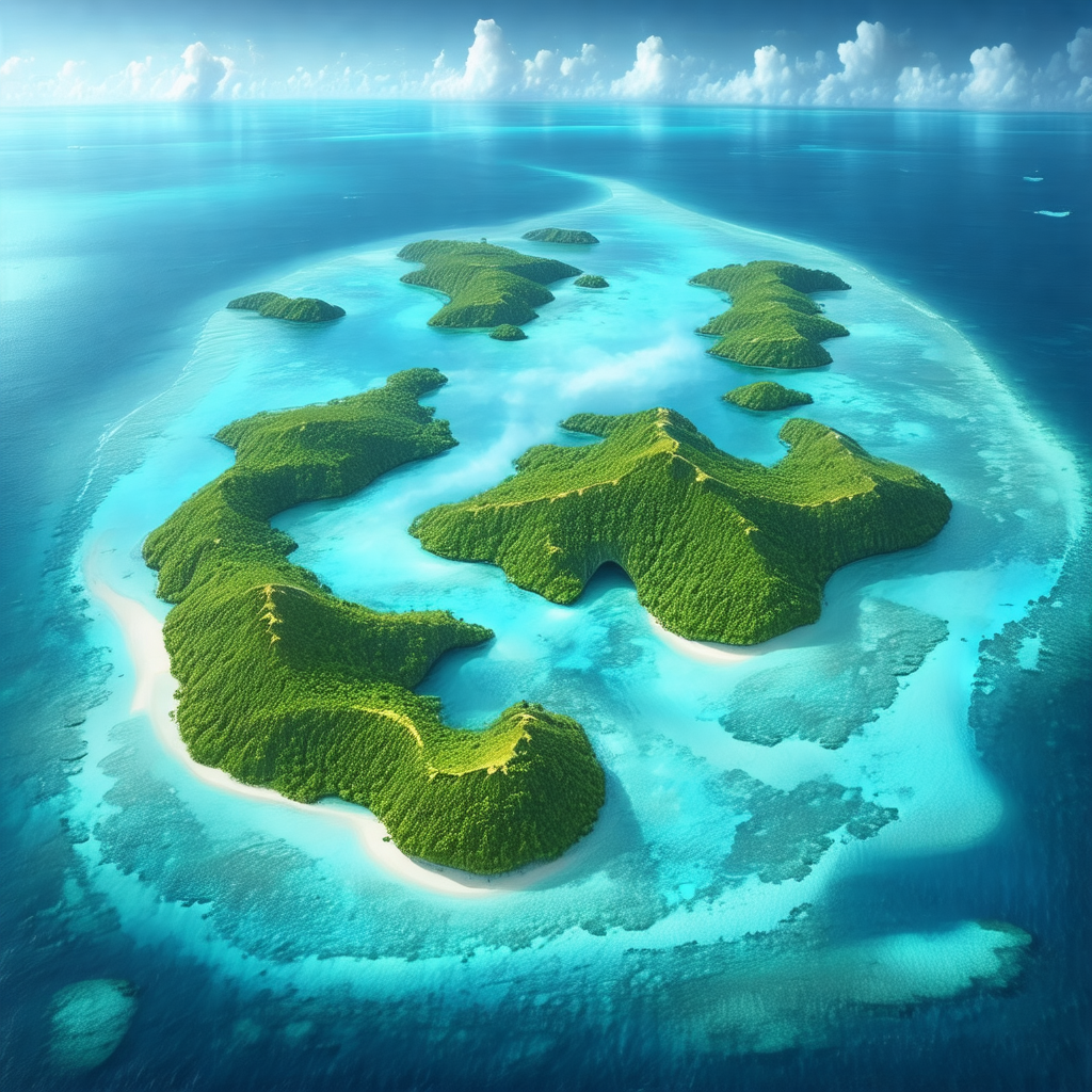 Beautiful tropical island surrounded by crystal blue waters