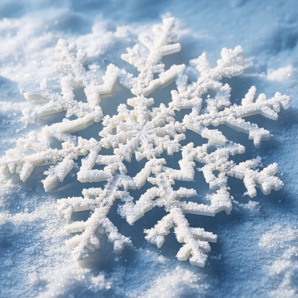 Beautiful snowflake, possibly a christmas ornament, sitti...
