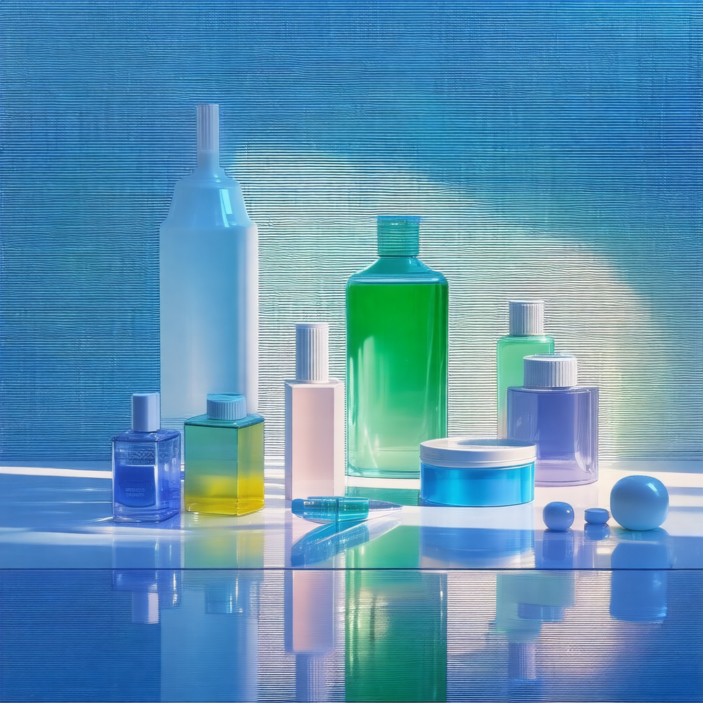 Table with a variety of bottles and containers on it