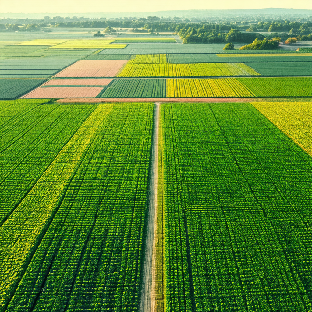 Large, lush green field with a yellow line running throug...