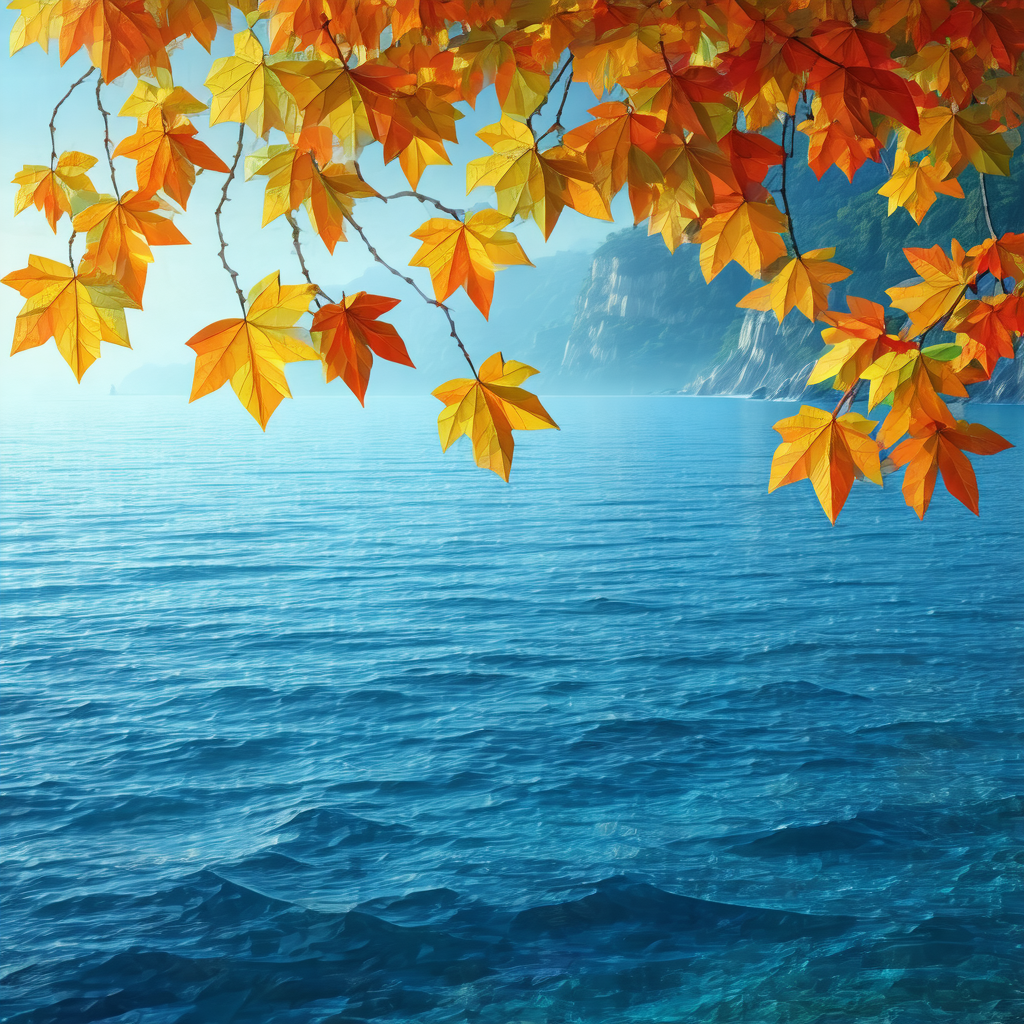Serene scene of a body of water, possibly a lake or a sea...