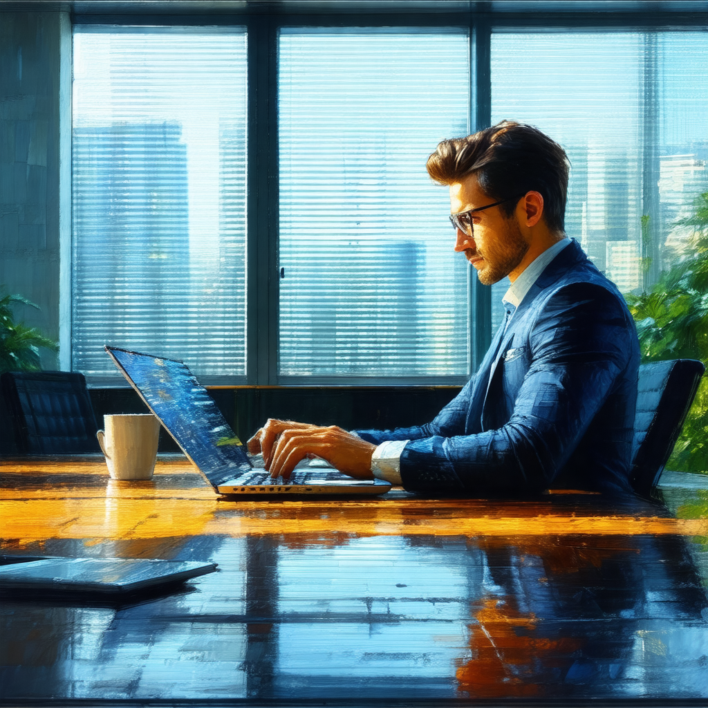Man sitting at a desk in an office setting