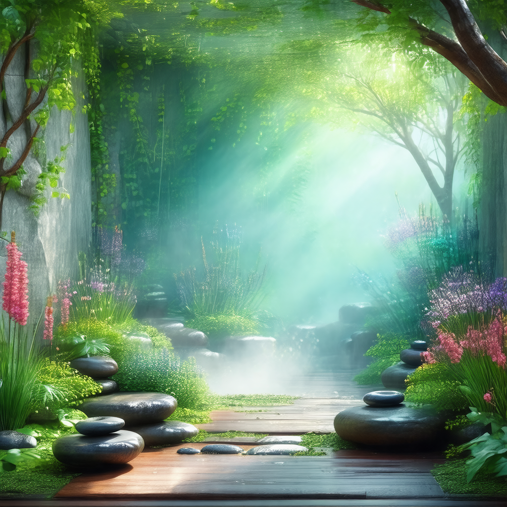 Beautiful garden with a path leading to a doorway