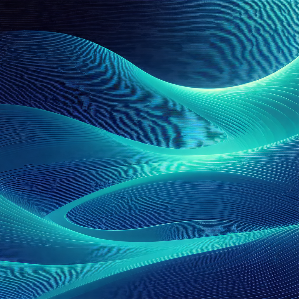 Blue and white painting of a wave