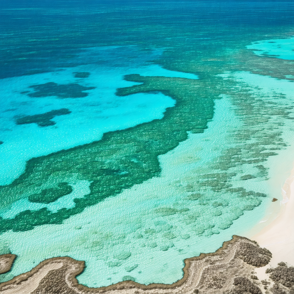 Beautiful blue lagoon with a sandy beach and a clear blue...