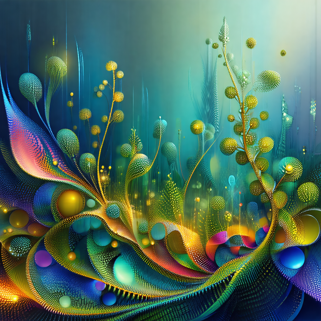 Colorful and vibrant painting of a plant with a long stem