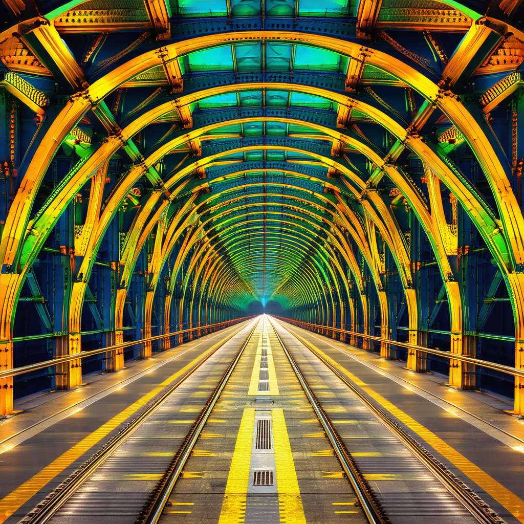 Black and white photo of a train traveling through a tunnel