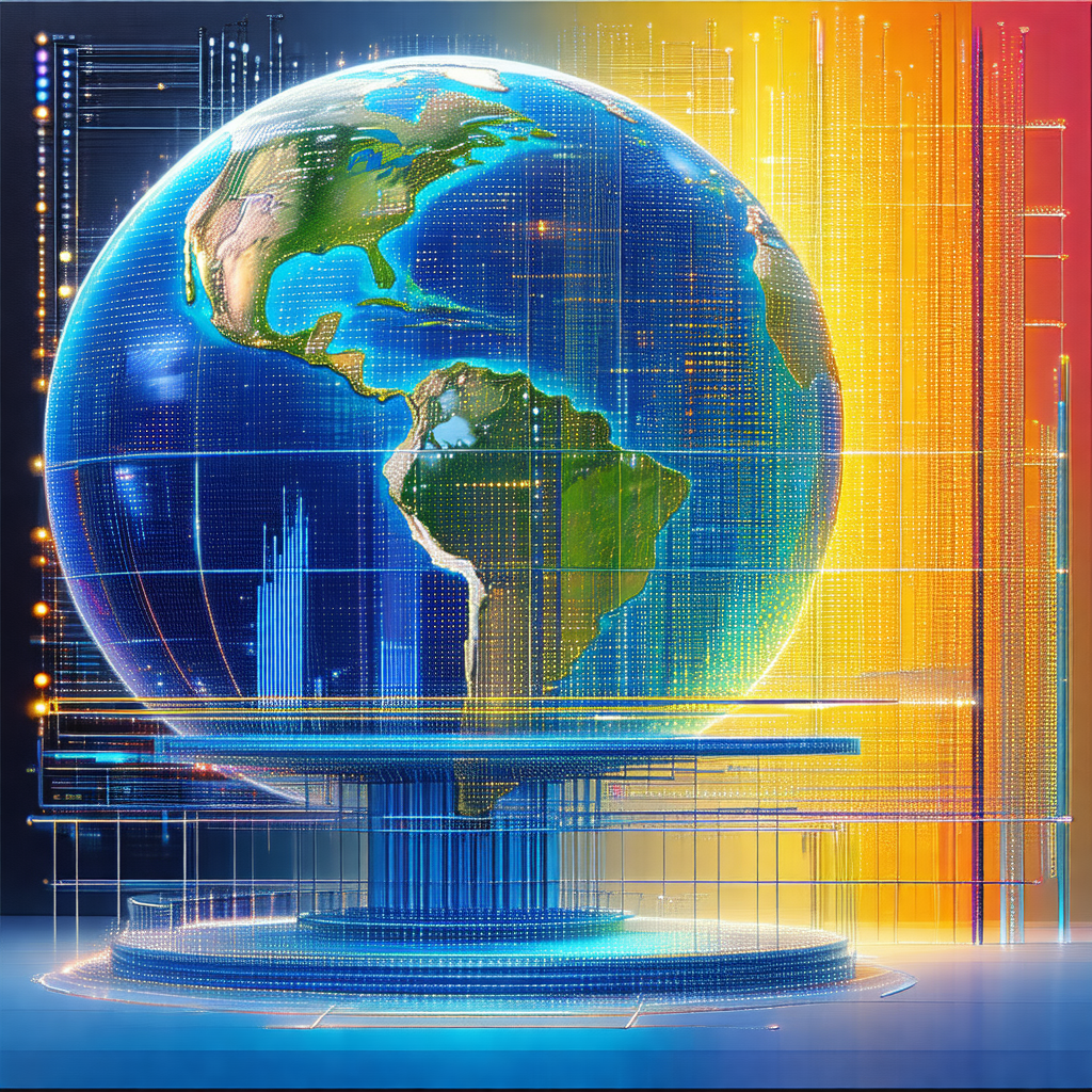 Large, blue, and glowing globe of the earth