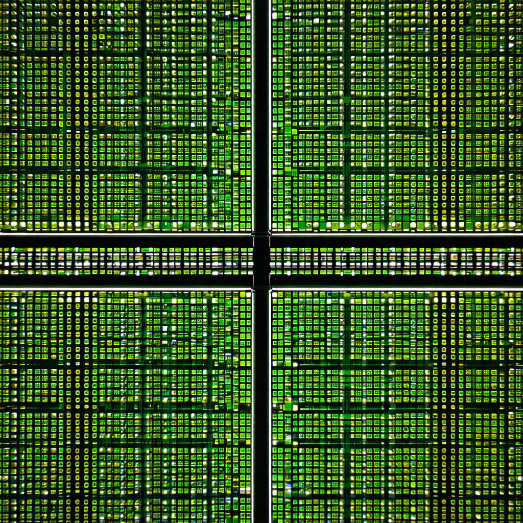 Large display of a computer screen with a green background