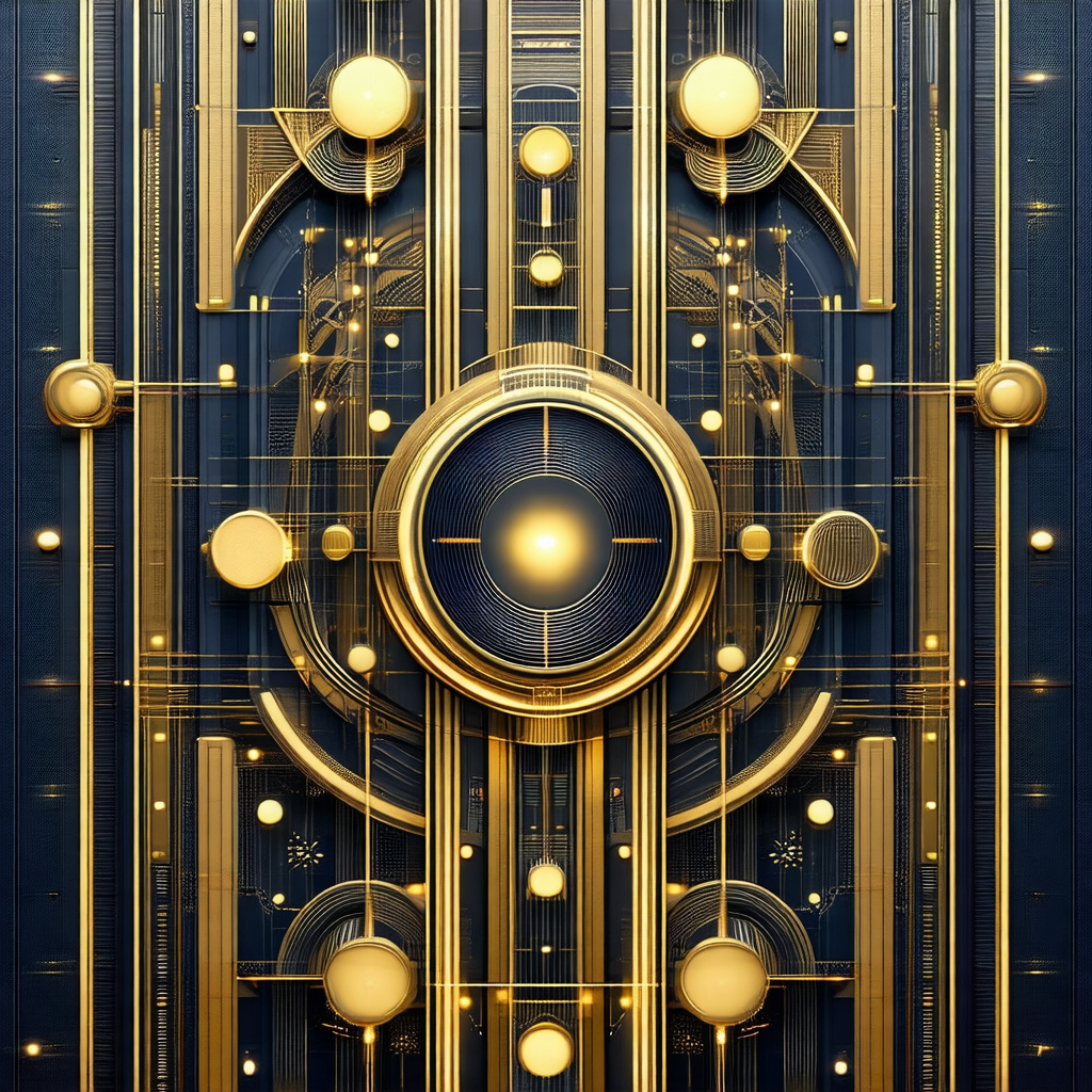 Large, ornate door with a gold and blue color scheme
