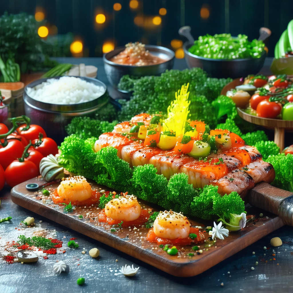 Large dining table filled with a variety of foods