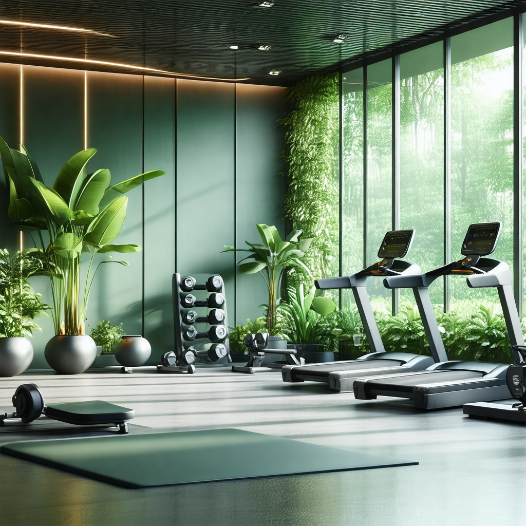 Large, well-equipped gym with a variety of exercise equip...