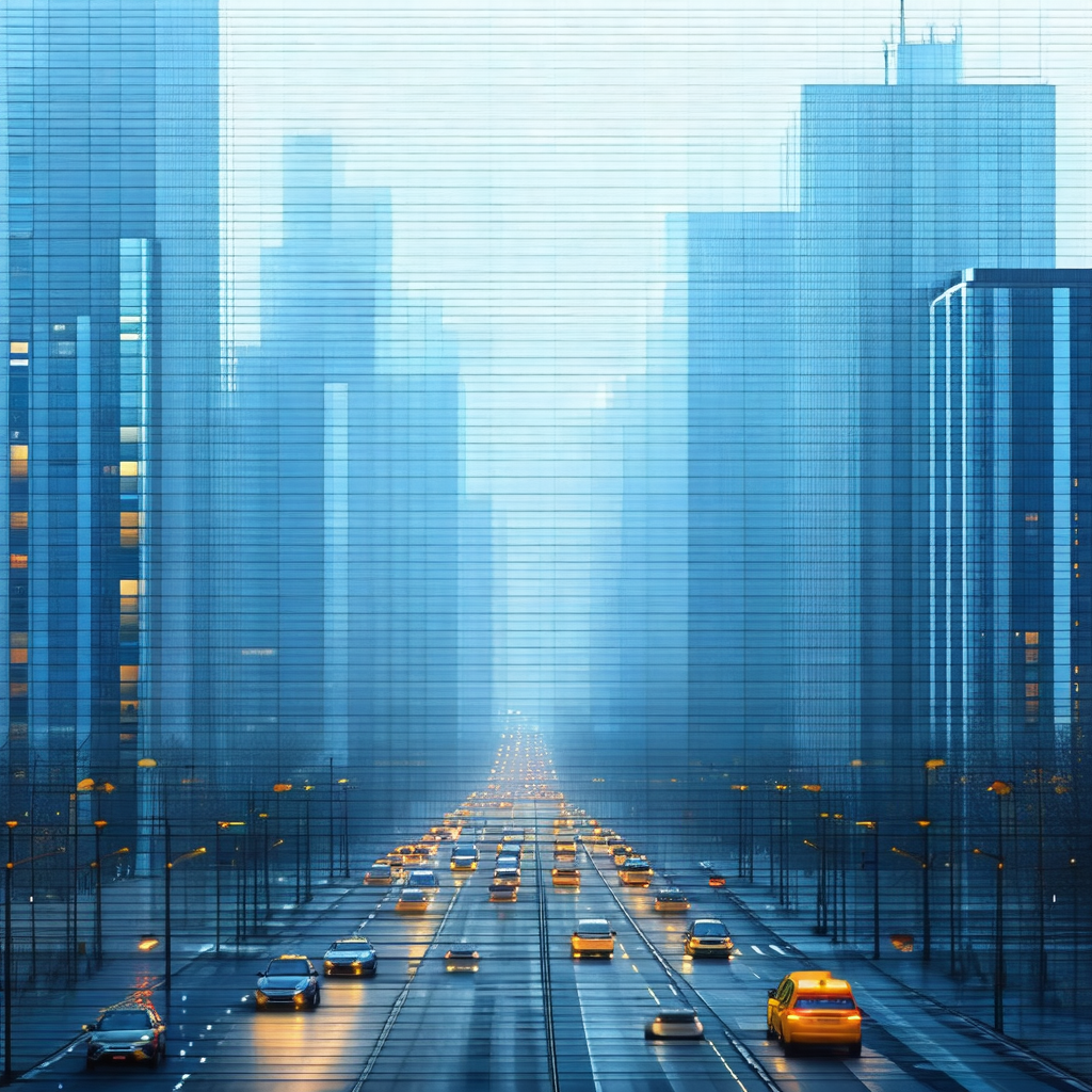 Busy city street filled with traffic