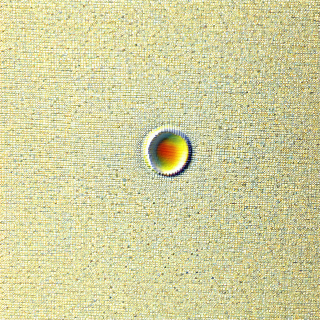 Yellow wall with a small hole in the center