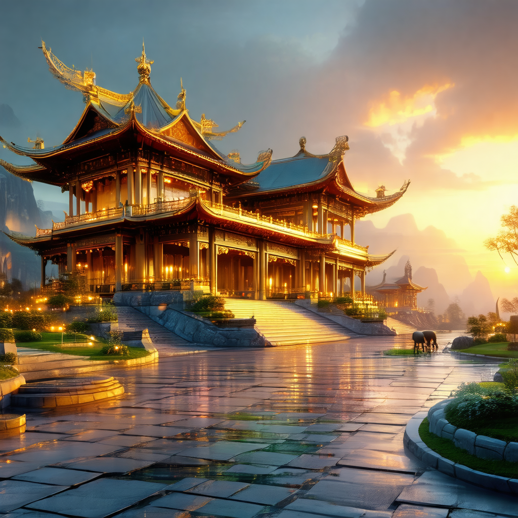 Beautiful chinese palace with a large golden roof