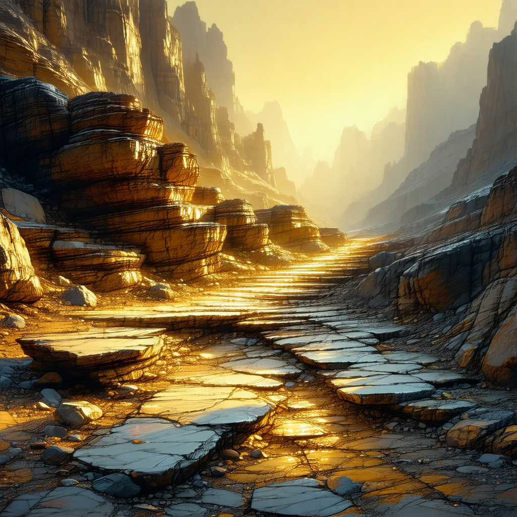 Rocky mountain landscape with a path leading up the side ...