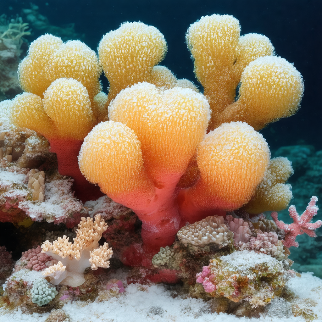 Vibrant coral reef with a variety of colorful coral and s...