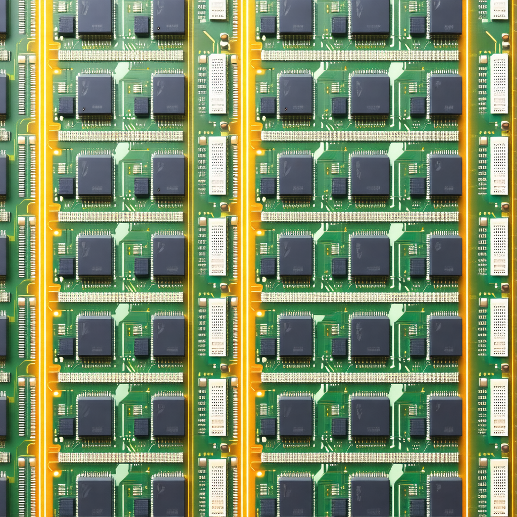Large number of computer chips arranged in rows