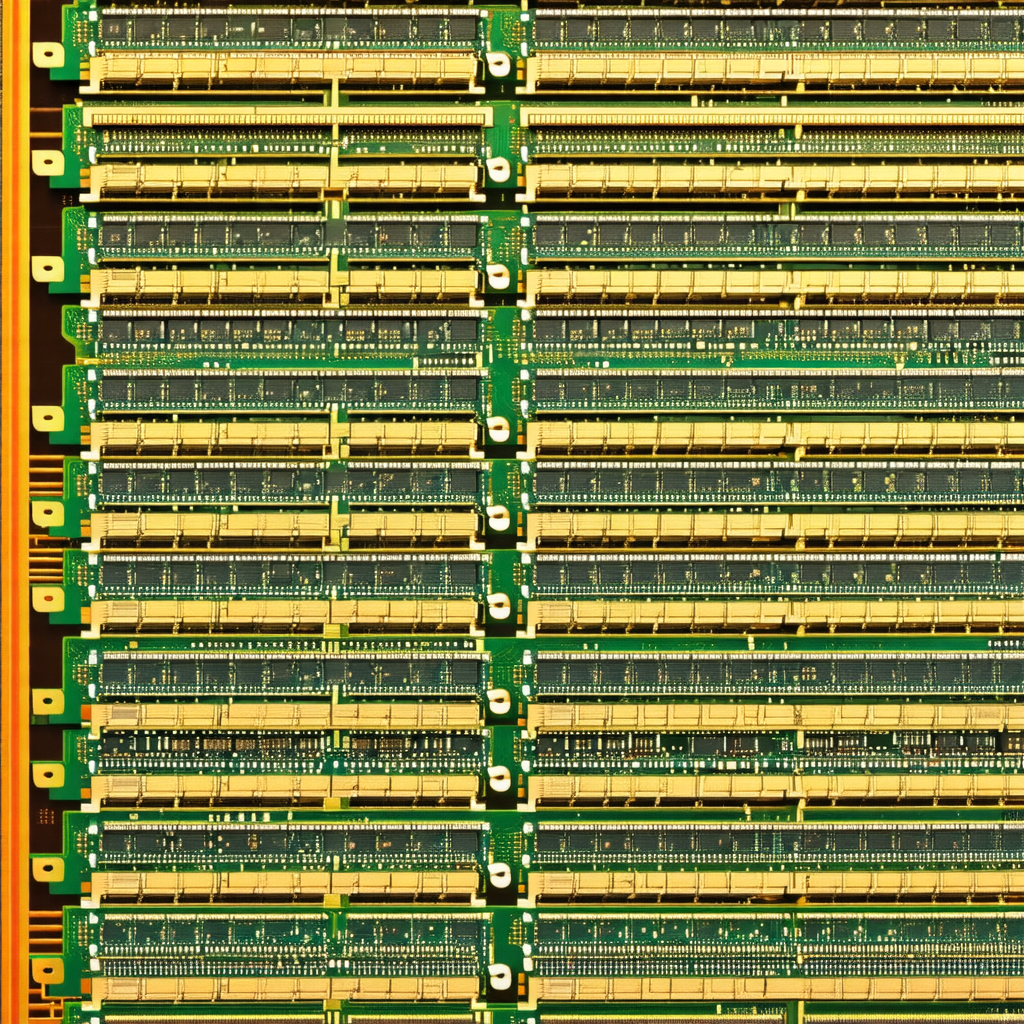 Large number of computer chips arranged in rows