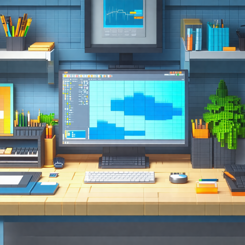 Computer desk with a computer monitor and keyboard placed...