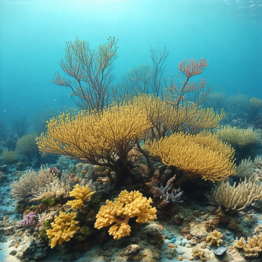 Vibrant coral reef with a variety of colorful coral and s...