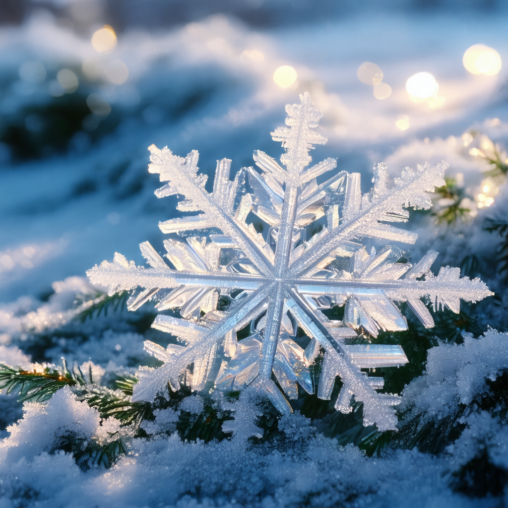 Beautiful snow-covered tree with a single, large, and cle...