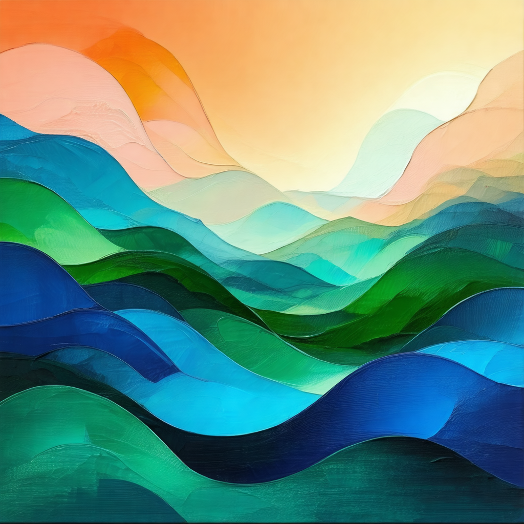 Painting of a beautiful landscape featuring a lush green ...