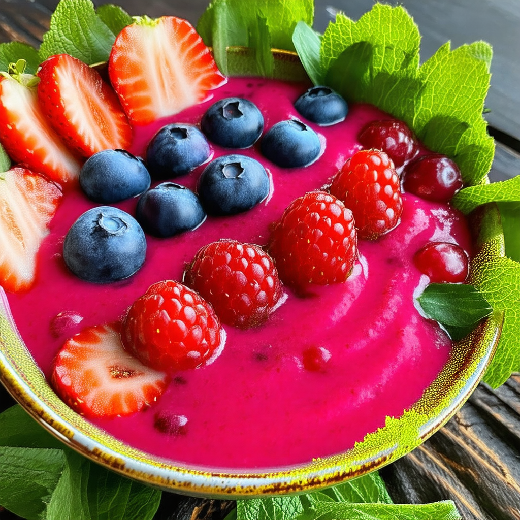 Bowl filled with a delicious mixture of berries, raspberr...