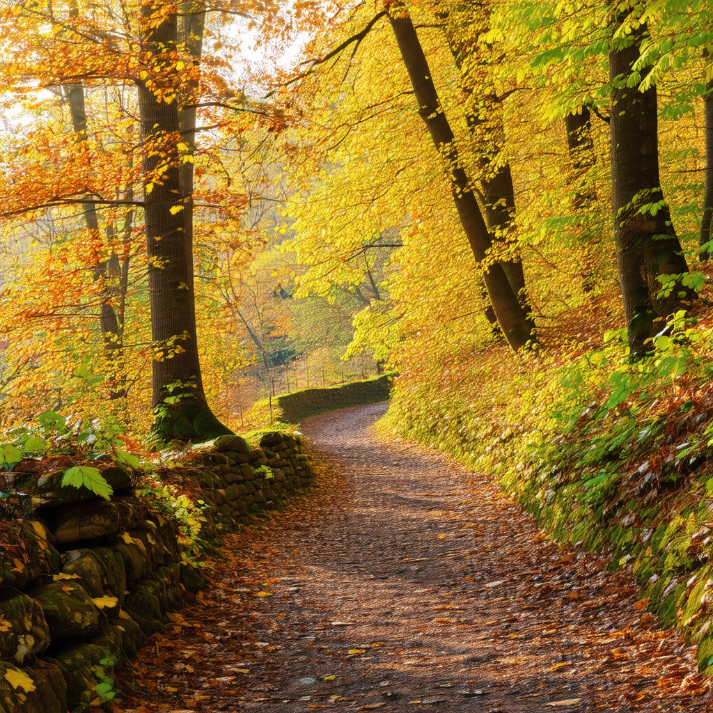 Beautiful, sunny day in a forest filled with trees