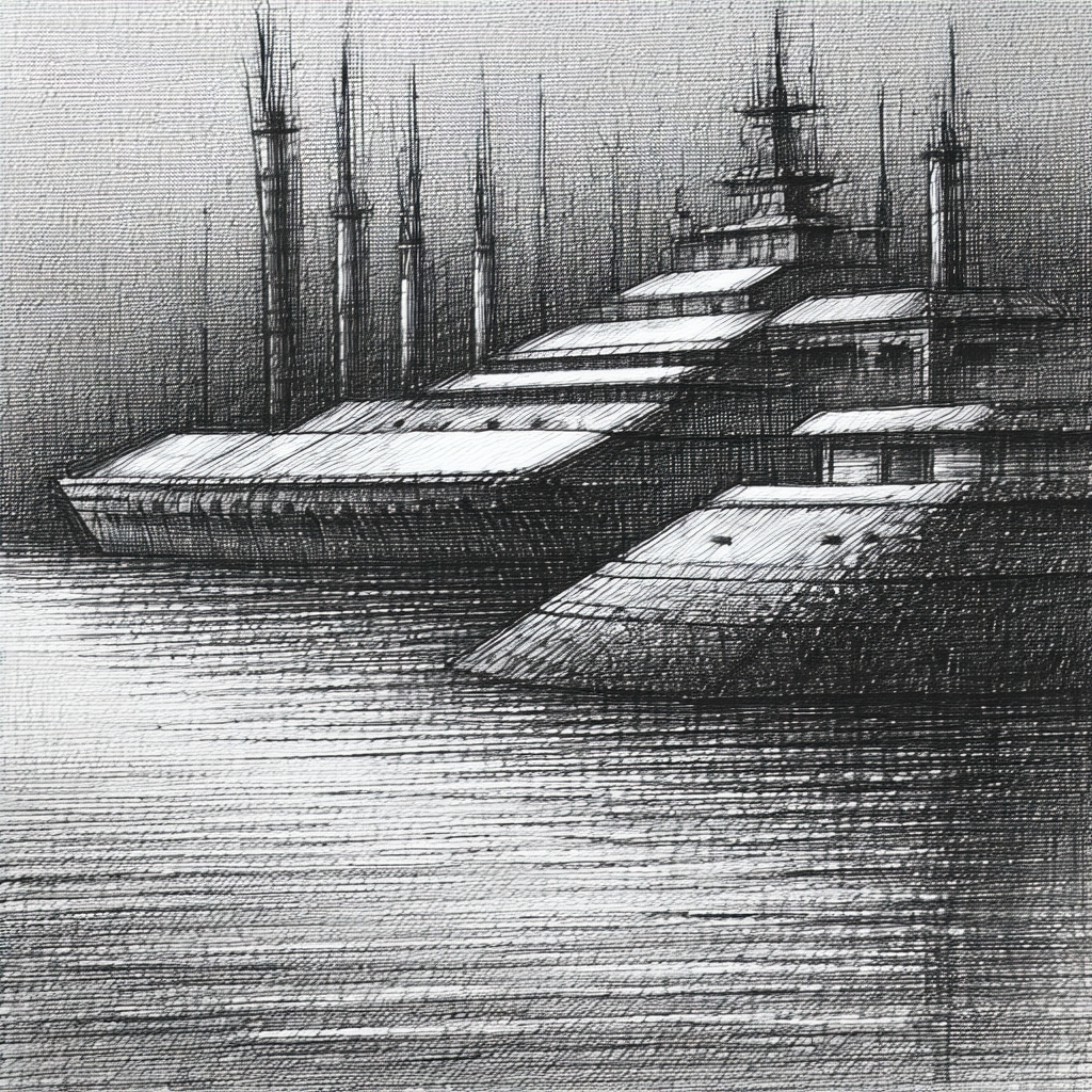 Large boat floating on a body of water
