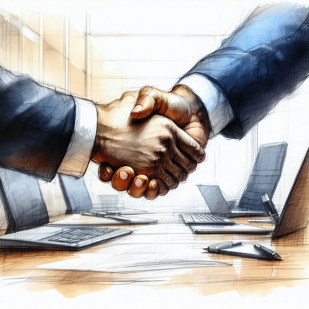 Handshake between two men in a professional setting