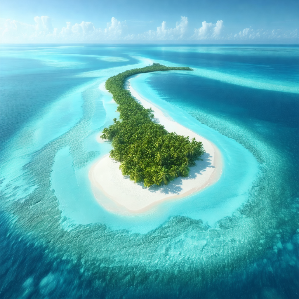 Beautiful tropical island with a sandy beach and a lush g...