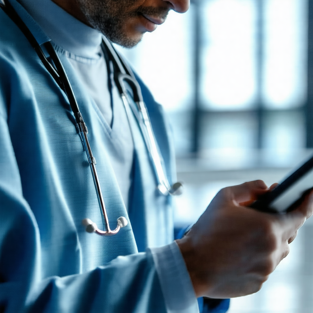 Man wearing a white shirt and a stethoscope, likely a doc...