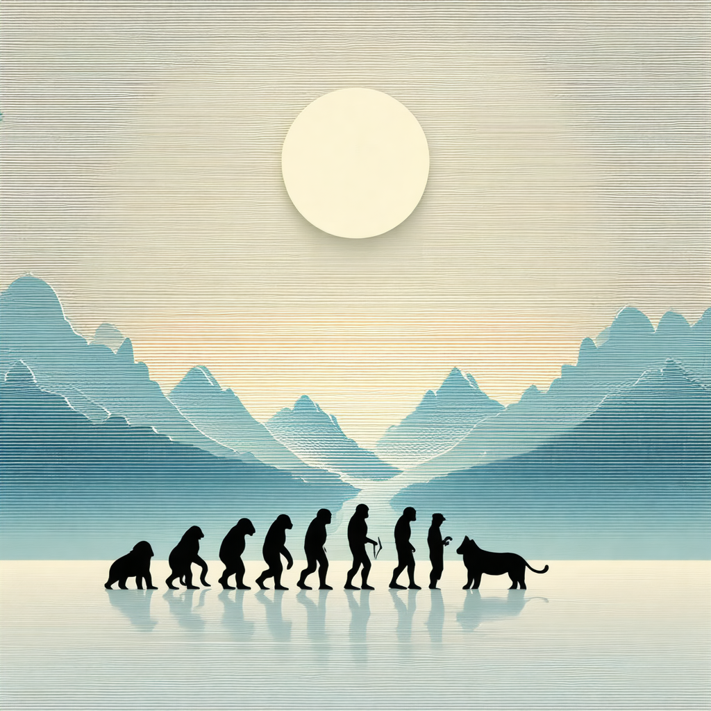 Group of seven animals walking across a frozen lake