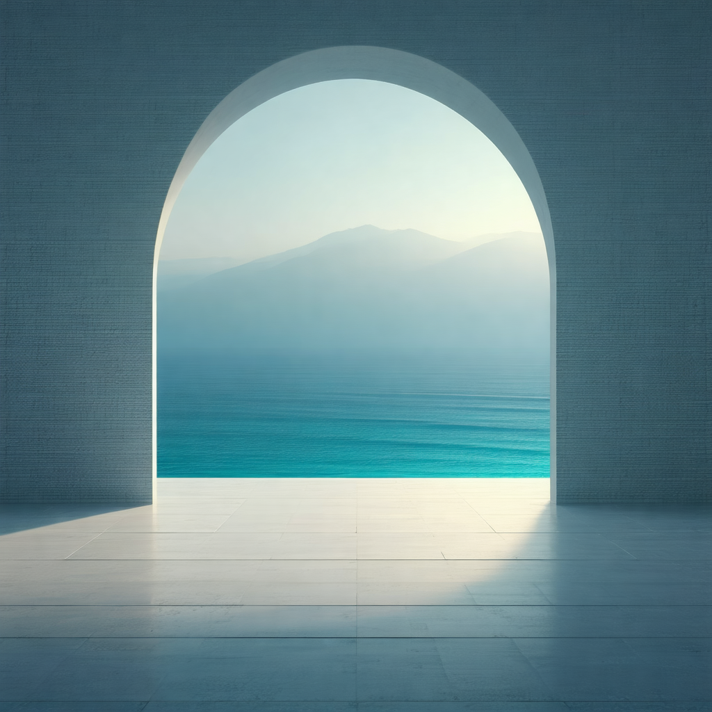 Large archway with a view of the ocean