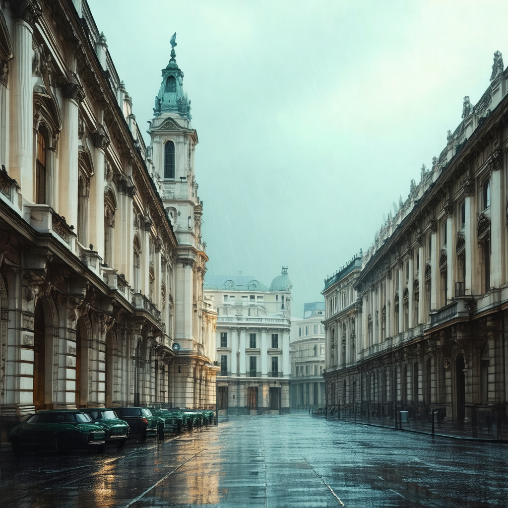 City street with a row of cars parked on the side of the ...