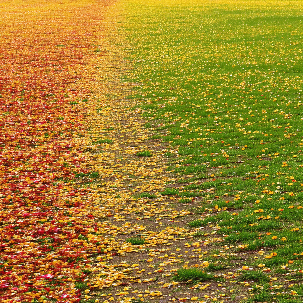 Grassy field with a yellow line running through it